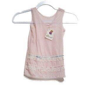 Gerat Baby Girls Pink Tank Dress Lace Solid Sleeveless Round Neck Nylon Size 2